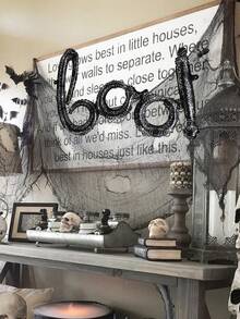 2 chiếc trang trí tiệc Halloween hình mạng nhện đen kết hợp bóng bay chữ cái tiếng Anh BOO! - Đen và trắng - Xem 6