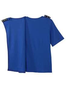 Áo thun nữ mềm mại thêu thích ứng Scrub Top - Màu xanh lam - Xem 3