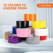 CILIA 1/2/5 Rolls 12 Colours, Packaging Tape, 1.88 In,50M, 4.5CM Wide Decorative For Box Sealing,Pink/White - Multicolor - View 3