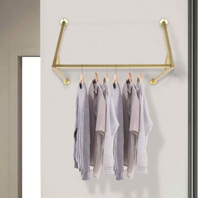HOHOBLA LOYALHEARTDY-BTG Modern Gold Metal Hanging Garment Clothing Rack Wall Mounted Shelves Organiser[Best Gift For Family&Friends]