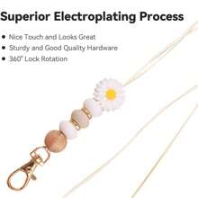 1 PIEZA Cordón para identificación y portallaves con flor para profesor, llavero con colgante de flor bonita DIY para dama, enfermera, empleado, estudiante