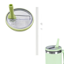 (1 Lid And 1 Straw) Flip Top Straw Replacement For 40 Oz Tumbler, Spill And Splash Proof Car Cup Lid, Reusable Plastic Cup Lid With Straw And Spill Proof Lid