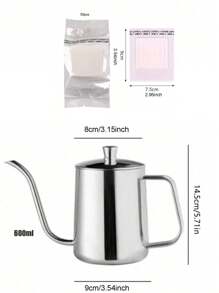 1 件装不锈钢鹅颈咖啡壶（带盖/不带盖）学校用品返校 - 黑色 - 查看 23