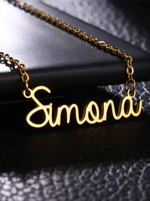 1pc Custom English Name Minimalist Elegant Stainless Steel Necklace Family Dress Holiday Gift Birthday Jewelry Gold Stylish, Fall Fashion, Vintage, Unisex, Simple, Casual, Hipster, Goth, Punk Custom, Personalized, Unique Grandparents For Anniversaries, For Valentine's Day, For Mother's Day, For Graduation, For Father's Day, For Weddings, For Daily Wear, For Party, For Prom, High School Senior High School Students, College Students, University Students, Freshman, Sophomore, Underclassmen,Delicate Romance,Silver Stylish