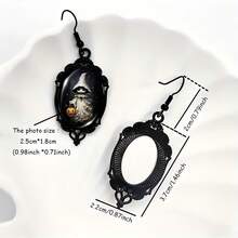 Wis Funky Ghost & Pumpkin Black Lace Dangle Earrings - Glass Inlay, Alloy With Iron Posts For Men Dangle Earrings For Women Halloween Gift