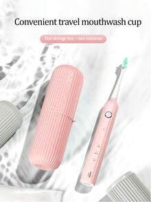 Estuche portátil para cepillo de dientes para deportes al aire libre, camping, picnic, con soporte para pasta de dientes, tapa del cepillo de dientes y vaso para enjuague, esencial para viajes - Multicolor - Ver 2