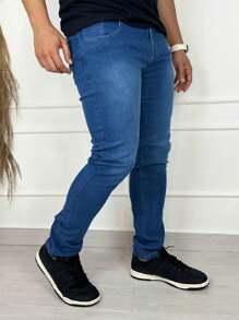 Men's Slim FIT Jeans With Elastane Skinny Casual Traditional - 藍色 - 查看 2