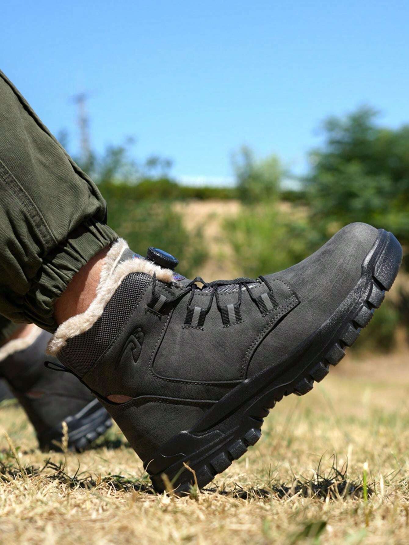 New MidTop Safety Boots For Men, Fur Lined Warm, Steel Toe, Anti