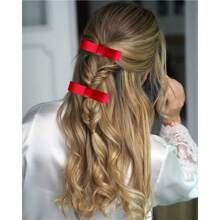 Kit With 2 Double Hair Bows For Women Casual Delicate - 紅色 - 查看 1