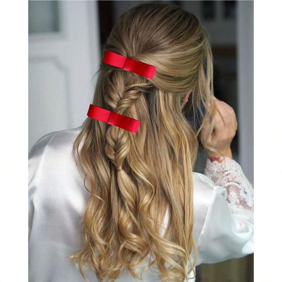 Kit With 2 Double Hair Bows For Women Casual Delicate - 紅色 - 查看 1