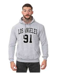 Men's Sweatshirt Printed Cold Weather Top Los Angeles 91 - Xám - Xem 1