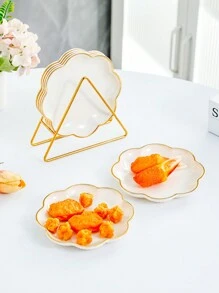 6pcs Set With Metal Rack, Plates, Square Tray, Waste Tray, Bone Tray, Fruit Tray, Dessert Tray, Cake Tray, Snack Tray, Breakfast Tray, Kitchen Supplies, Kitchen Utensils, Tableware Accessories