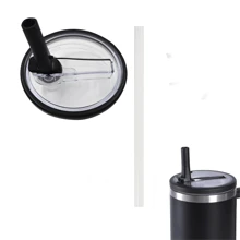 (1 Lid And 1 Straw) Flip Top Straw Replacement For 40 Oz Tumbler, Spill And Splash Proof Car Cup Lid, Reusable Plastic Cup Lid With Straw And Spill Proof Lid