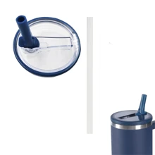 (1 Lid And 1 Straw) Flip Top Straw Replacement For 40 Oz Tumbler, Spill And Splash Proof Car Cup Lid, Reusable Plastic Cup Lid With Straw And Spill Proof Lid