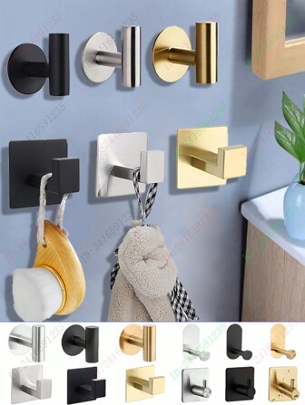 Self-Adhesive Bathroom Hooks Wall Stickers Hooks Towel Hanging Hooks Key Holder Bag Hanger Coat Hat Rack Door Hanger Kitchen Organizer Home Bathroom Accessories Stuff Toallas Hooks On The Wall Housekeeper On Wall