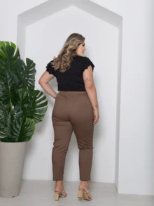 Women's Plus Size Denim Twill Elastane Pants With Belt 3RD SD1203 - Màu Khaki - Xem 2