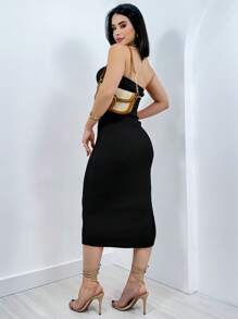 Knit Modal Midi Strapless Premium Tube Dress - Màu tím  Violet - Xem 3