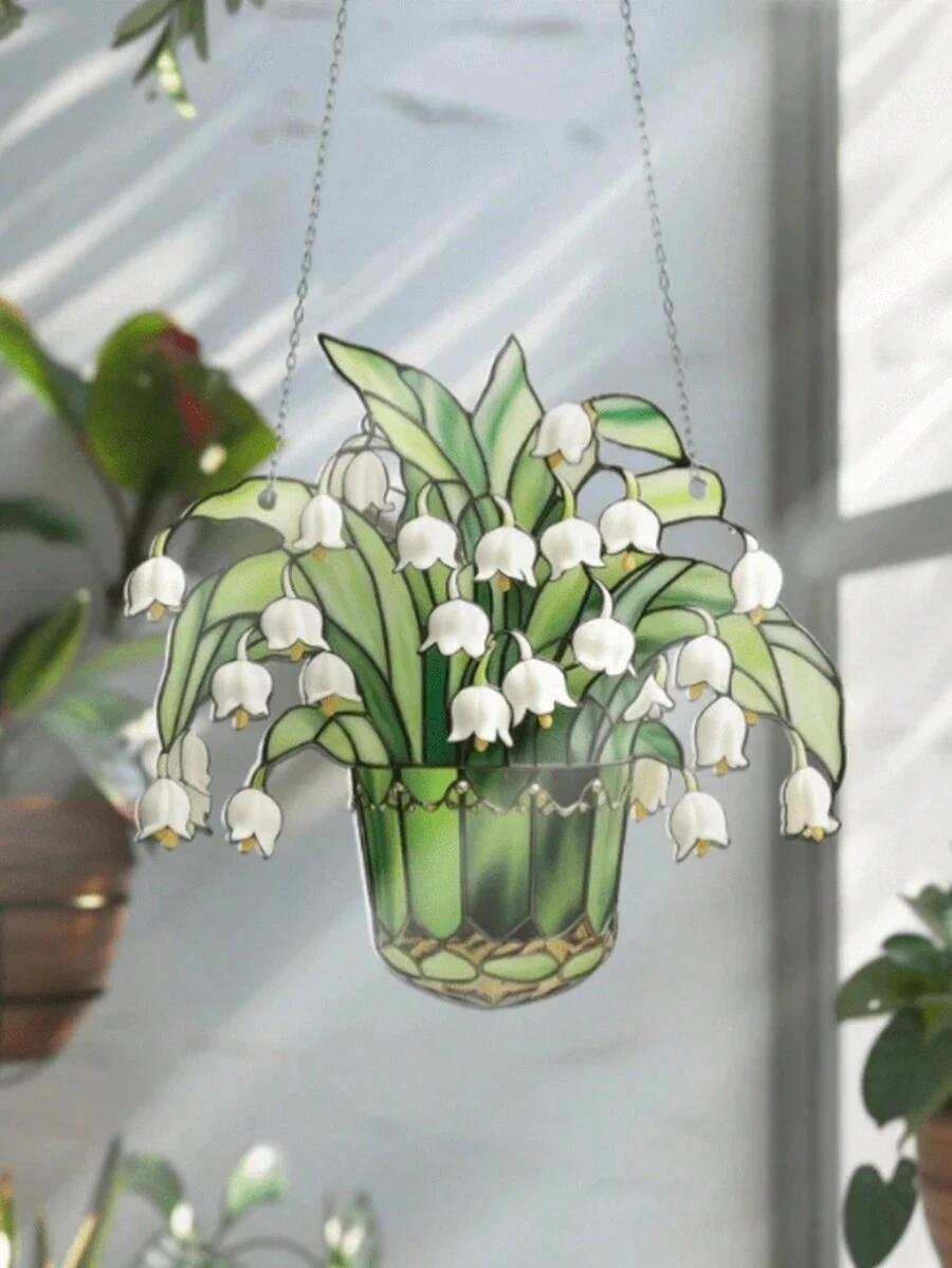 1 件/2 件铃兰窗饰，花朵亚克力窗挂艺术装饰，送给家人和朋友的完美礼物，适用于家居装饰家居卧室配件 - 彩色 - 查看 1