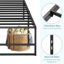 HOOMIC Twin/Full/Queen/King Metal Bed Frame, Stable Mattress Foundation, Reinforced Structure, Headboard Compatible, No Box Spring Needed, Easy Assembly * Bed Frame Queen Queen Bed Frame Bed Frame Full Full Size Bed Frame King Size Bed Frame Twin Bed Frame Room Decor Home Decor Christmas Decor Bedroom Decor Valentine Day Decor Storage Living Room Decor Furniture House Decor - màu đen - Xem 3