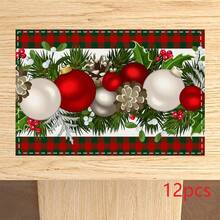 50 件圣诞节季节性一次性餐垫，适用于派对、厨房、餐厅装饰 - 彩色 - 查看 7