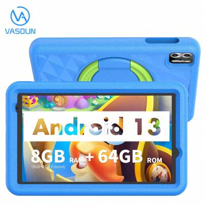 VASOUN 8-Inch Android 13 Tablet: Power, Protection & Play. Unleash Seamless Performance With An Octa-Core CPU And 8GB RAM (4GB+4GB Expansion). Enjoy Ample Space With 64GB ROM, Expandable Up To 512GB Via Micro SD. Perfect For Educational Apps, Games, And More, This 2024 New Tablet Comes With A Shockproof Case And Dual Cameras, Making It An Ideal Gift For Kids Or A Versatile PC Companion. Long-Lasting 5000mAh Battery Keeps The Fun Going.