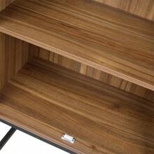 Gabinete alto de 2 puertas de ratán natural, Allen, con estante ajustable incorporado, ensamblaje fácil, gabinete independiente para sala de estar y dormitorio - Nuez - Ver 6