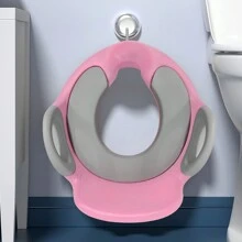 VA-Cerulean Children's Toilet Seat, Toilet Seat For Children 1-8 Years, Toilet Trainer With Anti-Slip Padding, Handle, Backrest And Splash Guard, White / Pink / Blue - Pink - View 7