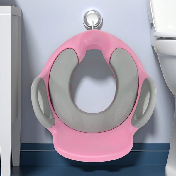 VA-Cerulean toiletopzetstuk voor kinderen 1-8 jaar, wit/roze/blauw, toilettrainer met antislipvulling, handgreep, rugleuning en spatscherm, kindertoiletbril toiletopzetstuk