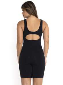 Clear Waters One Piece Swimsuit For Women Adults Swimming Sleeveless Long Leg Water Aerobics Suplex Solid Color With Lining On The Bust Swimmer Back And Stripes Wide Strap + Sports Cap Fitness Fashion Beach Pool For Women - 黑色 - 查看 5