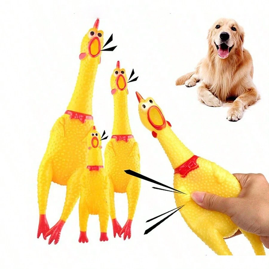 1pc Random Delivery Screeching Chicken Dog Toy - Durable Squeaky Chew