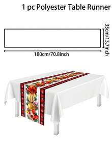 1 tấm khăn trải bàn bằng polyester họa tiết quả mọng Giáng sinh, khăn trải bàn trang trí tiệc Giáng sinh cho kỳ nghỉ đông tại nhà, tiệc - Nhiều màu - Xem 1