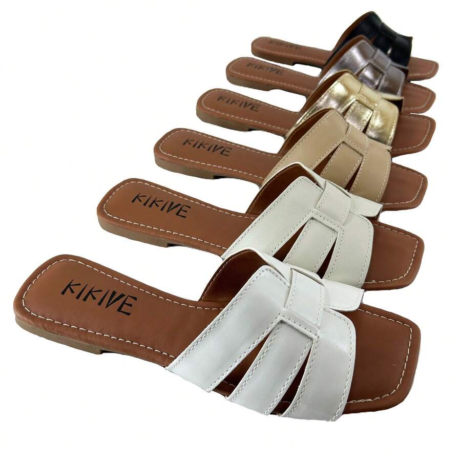 H 863 KIKIVE Flat Sandal - Màu xám đen - Xem 1