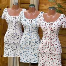 Cherry Elastane Dress - Xanh và trắng - Xem 1