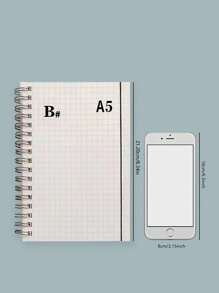 1 件/2 件/3 件 PP 封面金属线圈装订笔记本带背带，（粉色、黑色）文件夹套装带笔记本、网格内页、简约、便携、防水、学校和办公室