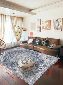 可洗地毯 低绒卧室地毯 防污复古地毯 波西米亚风地毯 超薄仿羊毛防滑装饰地毯 花卉印花室内垫 适用于客厅厨房