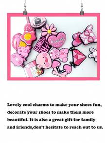 18 pièces Charms de chaussures série Cochon rose, convient pour les sabots et les sandales, accessoires de chaussures de haute qualité, excellent cadeau pour les adolescents, les hommes, les femmes et les adultes - Multicolore - Voir 7