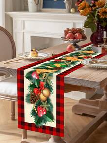 1 tấm khăn trải bàn Giáng sinh, hộp quà Giáng sinh hình người bánh gừng, khăn trải bàn bằng polyester, khăn trải bàn trang trí tiệc Giáng sinh, thích hợp cho trang trí bàn tiệc Giáng sinh mùa đông tại nhà - Nhiều màu - Xem 3