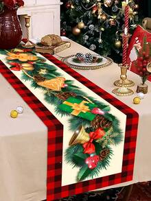 1 tấm khăn trải bàn Giáng sinh, hộp quà Giáng sinh hình người bánh gừng, khăn trải bàn bằng polyester, khăn trải bàn trang trí tiệc Giáng sinh, thích hợp cho trang trí bàn tiệc Giáng sinh mùa đông tại nhà - Nhiều màu - Xem 4