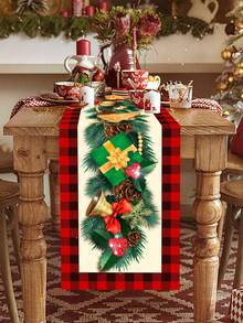 1 tấm khăn trải bàn Giáng sinh, hộp quà Giáng sinh hình người bánh gừng, khăn trải bàn bằng polyester, khăn trải bàn trang trí tiệc Giáng sinh, thích hợp cho trang trí bàn tiệc Giáng sinh mùa đông tại nhà - Nhiều màu - Xem 1