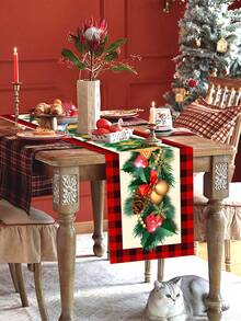 1 tấm khăn trải bàn Giáng sinh, hộp quà Giáng sinh hình người bánh gừng, khăn trải bàn bằng polyester, khăn trải bàn trang trí tiệc Giáng sinh, thích hợp cho trang trí bàn tiệc Giáng sinh mùa đông tại nhà - Nhiều màu - Xem 7
