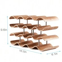UNHO 4 Tier Wave Wine Rack Countertop Bamboo Display Shelf 14 Bottle Set Wood Art Design Organizer Perfect For Wine Storage Home Decor Natural Finish - Natural Wood - View 6