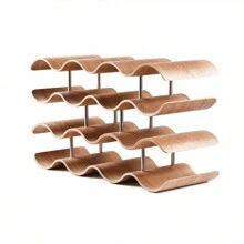 UNHO 4 Tier Wave Wine Rack Countertop Bamboo Display Shelf 14 Bottle Set Wood Art Design Organizer Perfect For Wine Storage Home Decor Natural Finish - Natural Wood - View 10