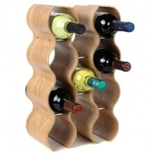 UNHO 4 Tier Wave Wine Rack Countertop Bamboo Display Shelf 14 Bottle Set Wood Art Design Organizer Perfect For Wine Storage Home Decor Natural Finish - Natural Wood - View 9
