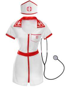 I LOVE FANCY DRESS Ladies Sexy Nurse Costume Zip Up Dress And Hat Womens Mini Dress Halloween Fancy Dress Outfit Cute Uniform Role Play Dressing Up
