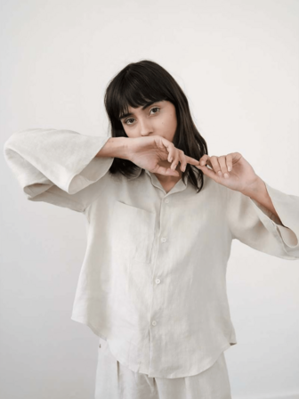 女士系扣长袖休闲宽松时尚衬衫