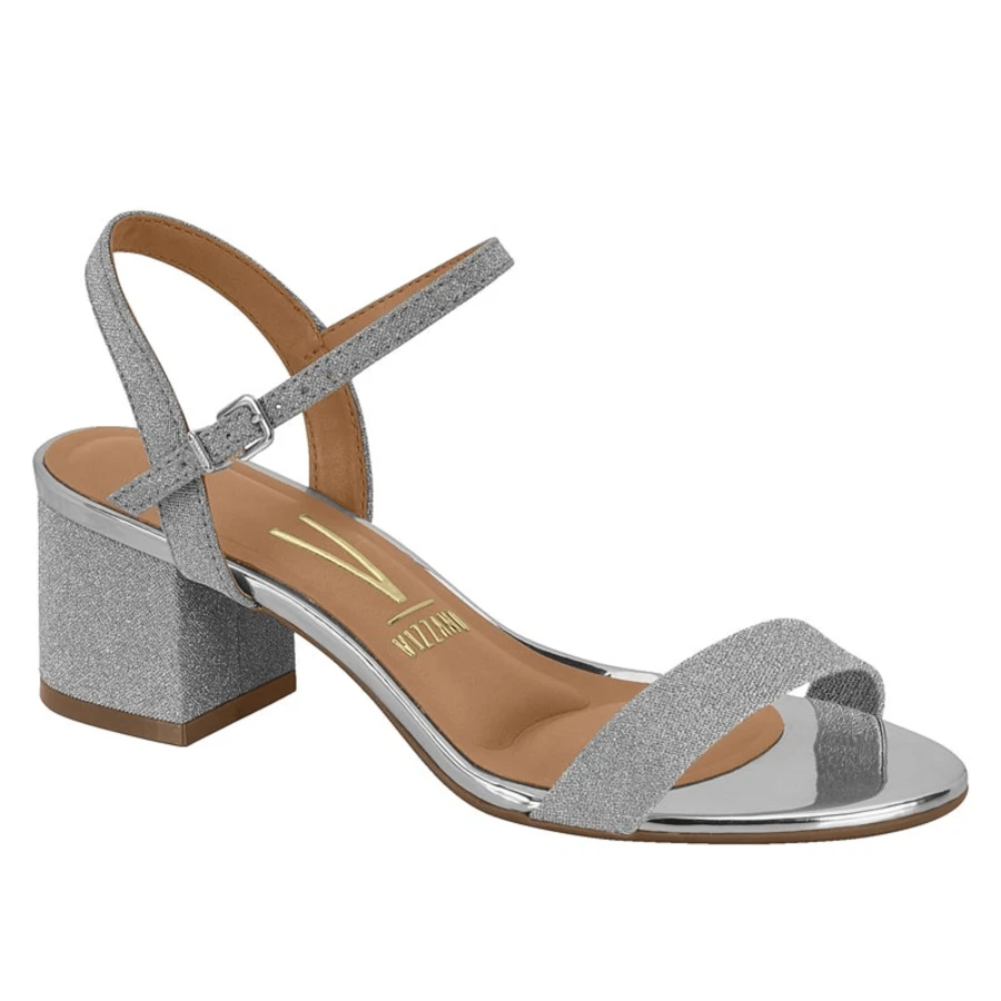 Vizzano Women's Sandals With Thick Block Heel Comfort Glitter Rhinestone Shine - Bạc - Xem 1