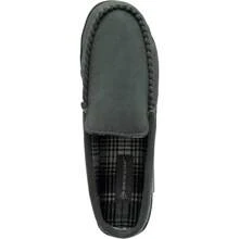 Mens Faux Suede Moccasin Slipper - Light Grey - View 6