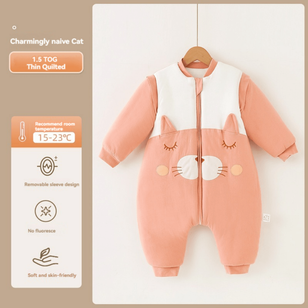 1.5tog Babe Boy Girl Túi ngủ mỏng ấm áp mùa xuân thu đông trẻ em xẻ chân hoạt hình mèo ngủ một mảnh đồ ngủ tình yêu Valentine - Nhiều màu - Xem 16