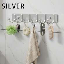 1pc No-Drill Space Aluminum Wall Hook, Kitchen Apron Hanger, Bathroom Robe & Towel Hook,Kitchen Storage,Kitchen Organizer,Kitchen Organiser,Storage Items,Kitchen,Storage,Organizer,Organiser,Organization,Organizers,Drawer Organizer,Travel,Kitchen Items,Kitchen Utensils,Kitchen Tools,Kitchen Things. - Multicolor - View 12