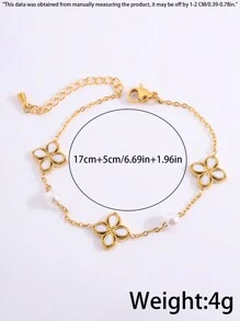 Camhanno 1 件轻奢时尚不锈钢四叶花百搭手链适合节日女友情人节